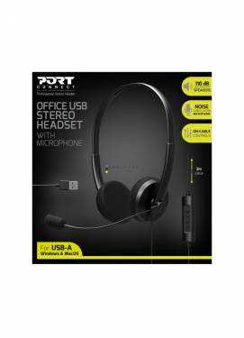 Port Designs Office USB Stereo Headset Black