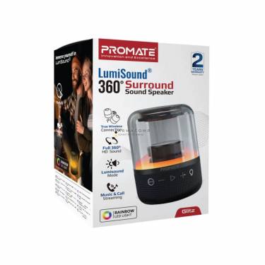 Promate  Glitz LumiSound 360° Surround Sound Speaker Black