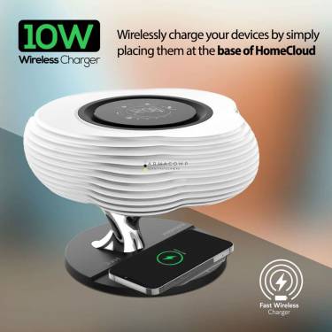 Promate  HomeCloud 3-in-1 Cloud Design Wireless Speaker with LED Nightlight and Wireless Charger Black/White