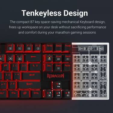 Redragon Kumara 2 Red LED Backlight Blue Mechanical Gaming Keyboard Black HU