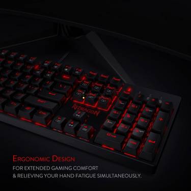 Redragon Surara Pro Red LED Backlight Mechanical Gaming Keyboard with Ultra-Fast V-Optical Blue Switches Black HU