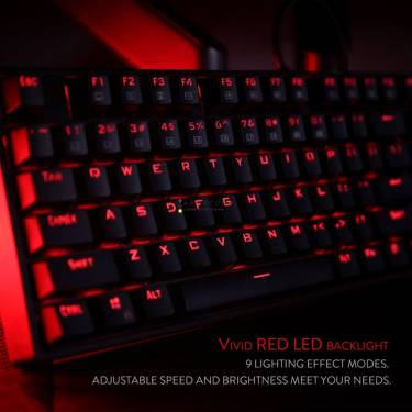 Redragon Surara Pro Red LED Backlight Mechanical Gaming Keyboard with Ultra-Fast V-Optical Blue Switches Black HU