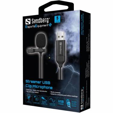 Sandberg Streamer USB Clip Microphone Black