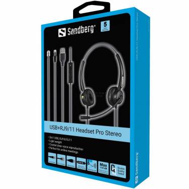 Sandberg USB+RJ9/11 Headset Pro Stereo Black