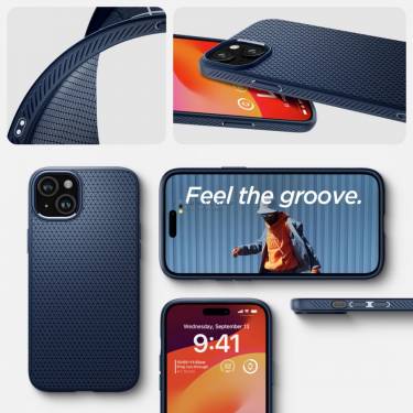 Spigen iPhone 15 Case Liquid Air Navy Blue