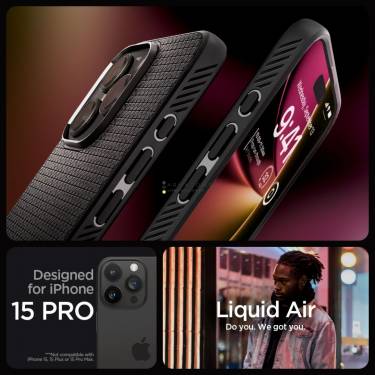 Spigen iPhone 15 Pro Case Liquid Air Matte Black