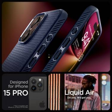 Spigen iPhone 15 Pro Case Liquid Air Navy Blue