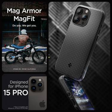 Spigen iPhone 15 Pro Case Mag Armor (MagFit) Matte Black