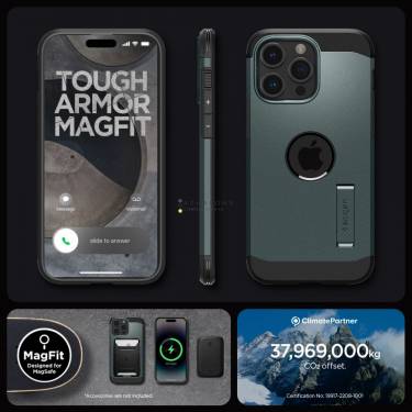 Spigen iPhone 15 Pro Case Tough Armor MagSafe (MagFit) Abyss Green