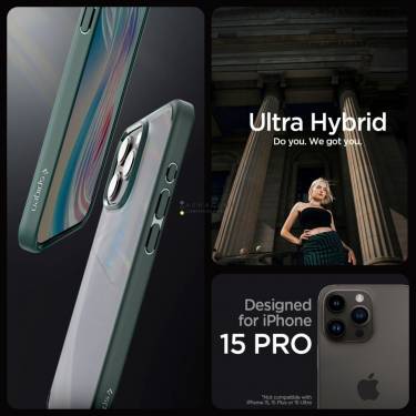 Spigen iPhone 15 Pro Case Ultra Hybrid Frost Green