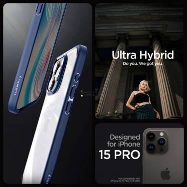 Spigen iPhone 15 Pro Case Ultra Hybrid Navy Blue