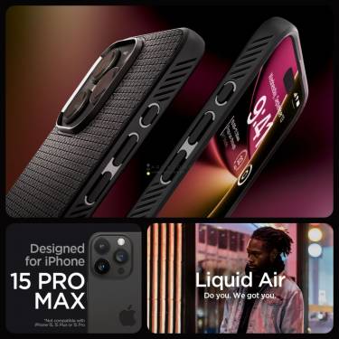 Spigen iPhone 15 Pro Max Case Liquid Air Matte Black