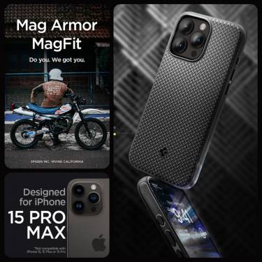 Spigen iPhone 15 Pro Max Case Mag Armor (MagFit) Matte Black