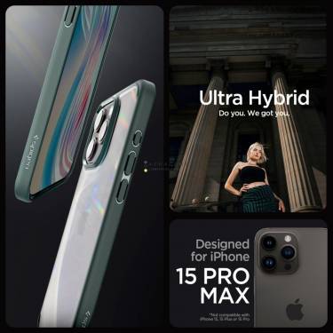 Spigen iPhone 15 Pro Max Case Ultra Hybrid Abyss Green