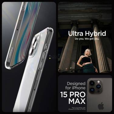 Spigen iPhone 15 Pro Max Case Ultra Hybrid Frost Clear