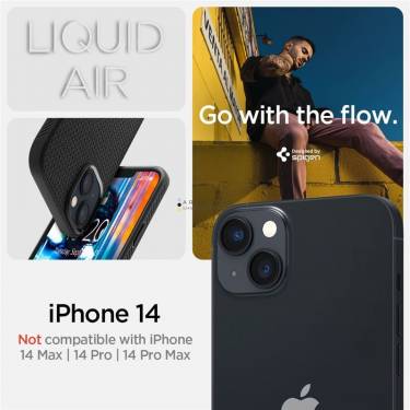 Spigen Liquid Air, matte black - iPhone 14