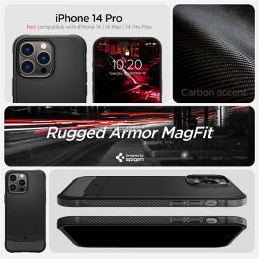 Spigen Rugged Armor MagSafe, matte black - iPhone 14 Pro