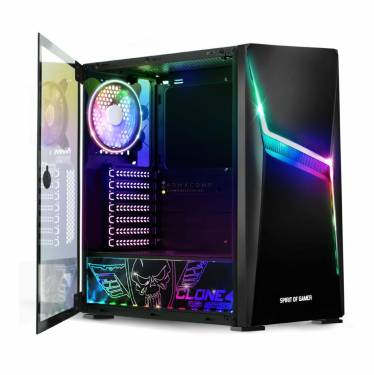 Spirit Of Gamer Clone 4 RGB Tempered Glass Black