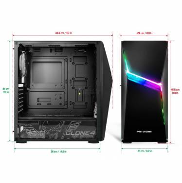 Spirit Of Gamer Clone 4 RGB Tempered Glass Black