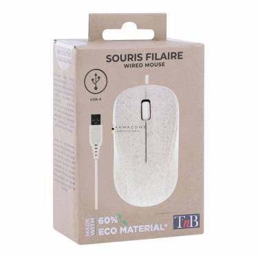 TnB ECO Bioplastic wired mouse White