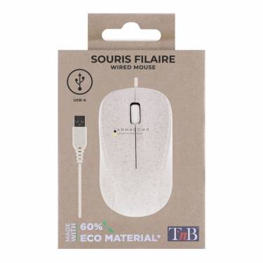 TnB ECO Bioplastic wired mouse White