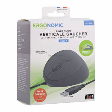 TnB Ergonomic Vertical Wired mouse for Left-Handed Black