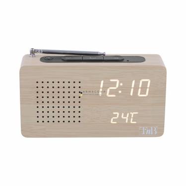 TnB FM LED Alarm Clock Radio in Wood Finish