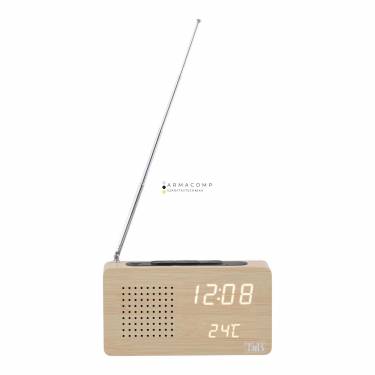 TnB FM LED Alarm Clock Radio in Wood Finish