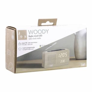 TnB FM LED Alarm Clock Radio in Wood Finish