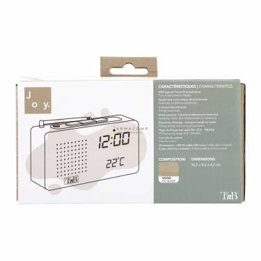 TnB FM LED Alarm Clock Radio in Wood Finish