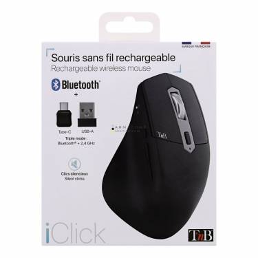 TnB iClick Wireless Semi-Ergonomic Dual Connect mouse Black