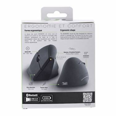 TnB MWERGOVBT Ergonomic Vertical Wireless Dual Connect mouse Black