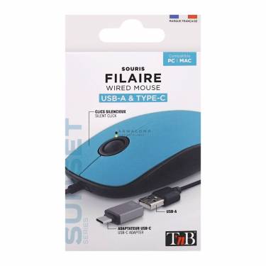 TnB Wired mouse USB-A & USB-C Sunset Blue