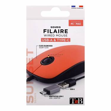 TnB Wired mouse USB-A & USB-C Sunset Red