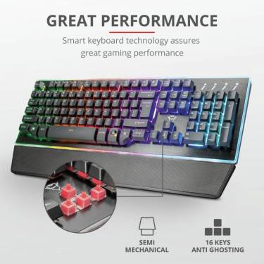 Trust GXT 860 Thura Semi-mechanical Keyboard Black UK