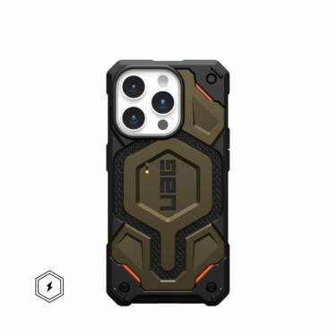 UAG Monarach Pro case for Magsafe iPhone 15 Pro Kevlar Elemental Green