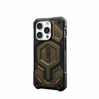 UAG Monarach Pro case for Magsafe iPhone 15 Pro Kevlar Elemental Green