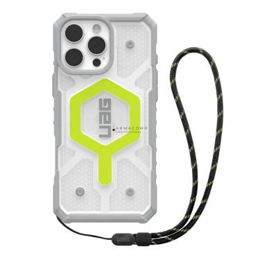 UAG Pathfinder Clear Magsafe iPhone 16 Pro Max Active Neon+Lanyard