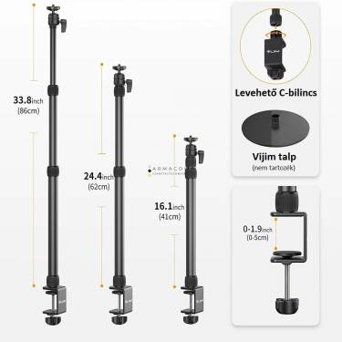 Ulanzi Vijim LS11 multifunkciós, asztalra rögzíthető +1karos állvány rendszer Black