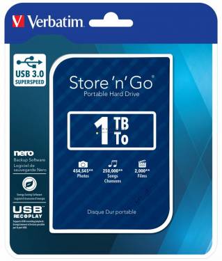 Verbatim 1TB 2,5col USB3.0 Store colncol Go Blue