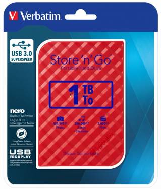 Verbatim 1TB 2,5col USB3.0 Store colncol Go Red