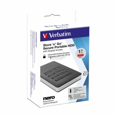 Verbatim 1TB 2,5col USB3.1 Store colncol Go Secure Portable HDD Black