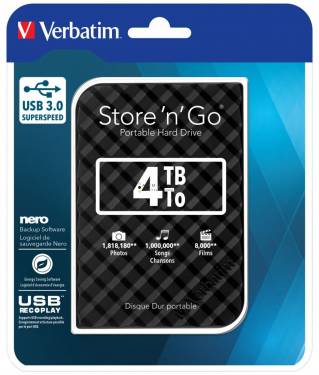 Verbatim 4TB 2,5col USB3.0 Store colncol Go Black