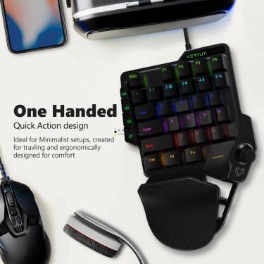 VERTUX Combat One-Handed Gaming Keypad With Joystick