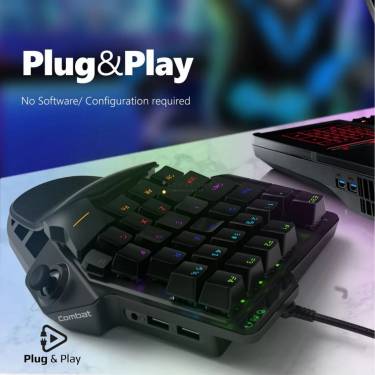 VERTUX Combat One-Handed Gaming Keypad With Joystick