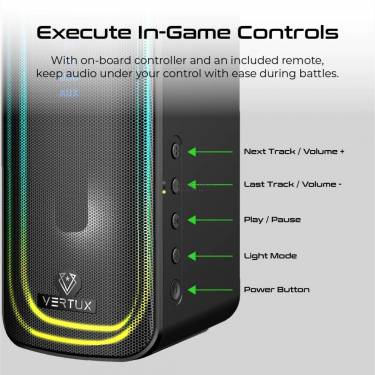 VERTUX SonicThunder-50 RGB Bluetooth Gaming Speaker Black