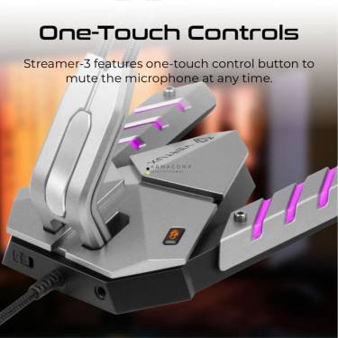 VERTUX Streamer-3 High Intensity Anti-Vibration Gaming Microphone Grey