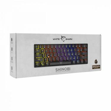 White Shark GK-2022B Shinobi Brown Switches Mechanical 60% Gaming Keyboard Black HU