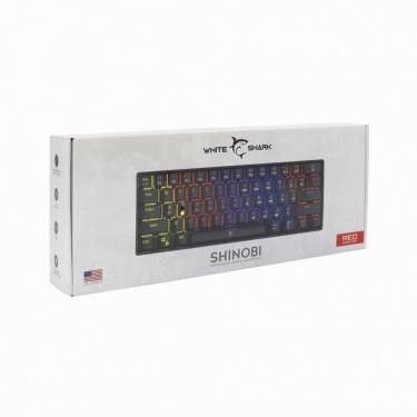 White Shark GK-2022B Shinobi Red Switches Mechanical 60% Gaming Keyboard Black US