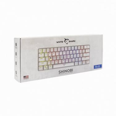 White Shark GK-2022W Shinobi Blue Switches Mechanical 60% Gaming Keyboard White US